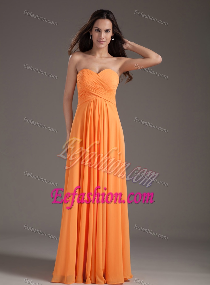 Beautiful Orange Sweetheart Ruched Empire Formal Evening Dresses for Cheap