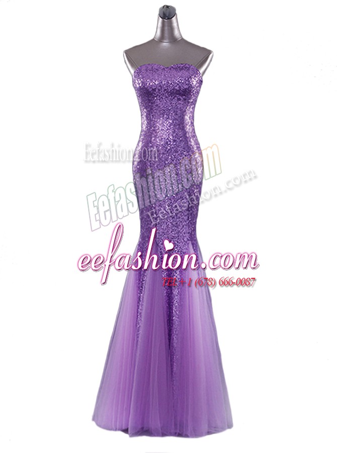 Colorful Mermaid Sequins Eggplant Purple Sleeveless Sequined Zipper Prom Dress for Prom and Party
