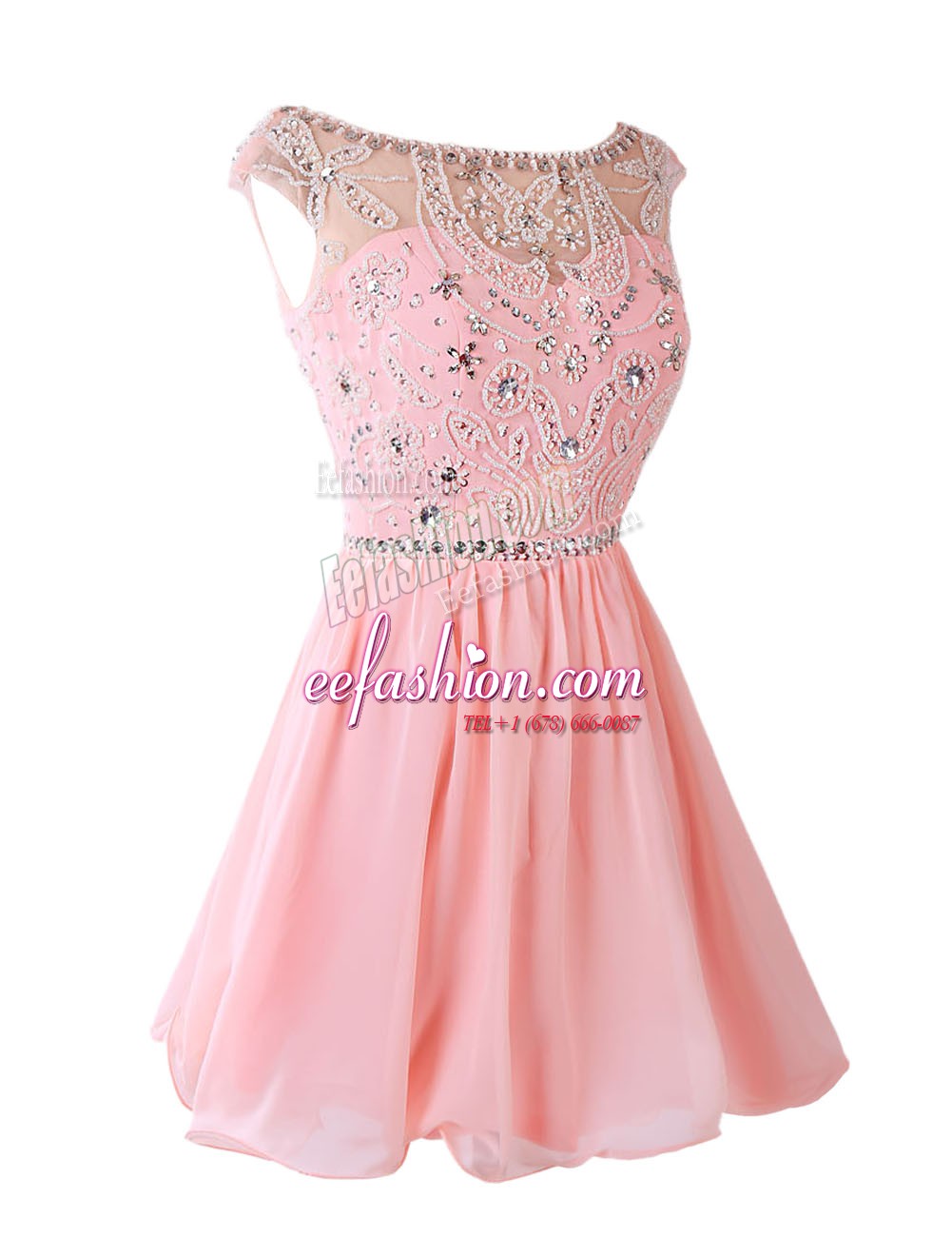 Pink Dress for Prom For with Sashes ribbons Bateau Sleeveless Zipper
