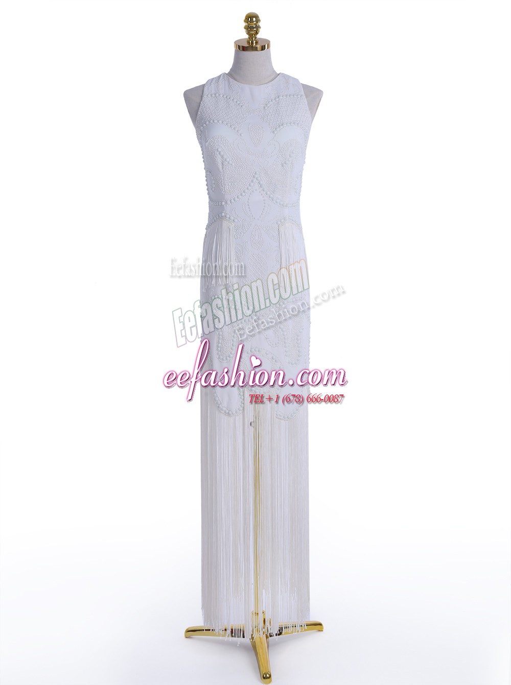 Colorful A-line Prom Gown White Scoop Chiffon Sleeveless Floor Length Zipper