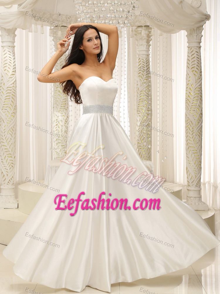 Sweetheart Discount Long Wedding Dresses in Elastic Woven Satin
