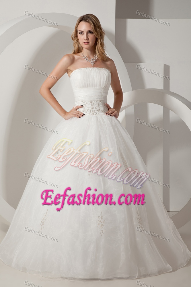 Strapless Long Low Price Dress for Wedding in and Organza