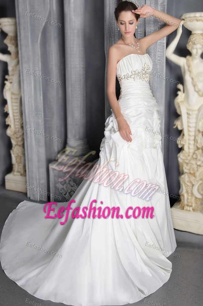 Strapless Wedding Dresses with Court Train on Promotion