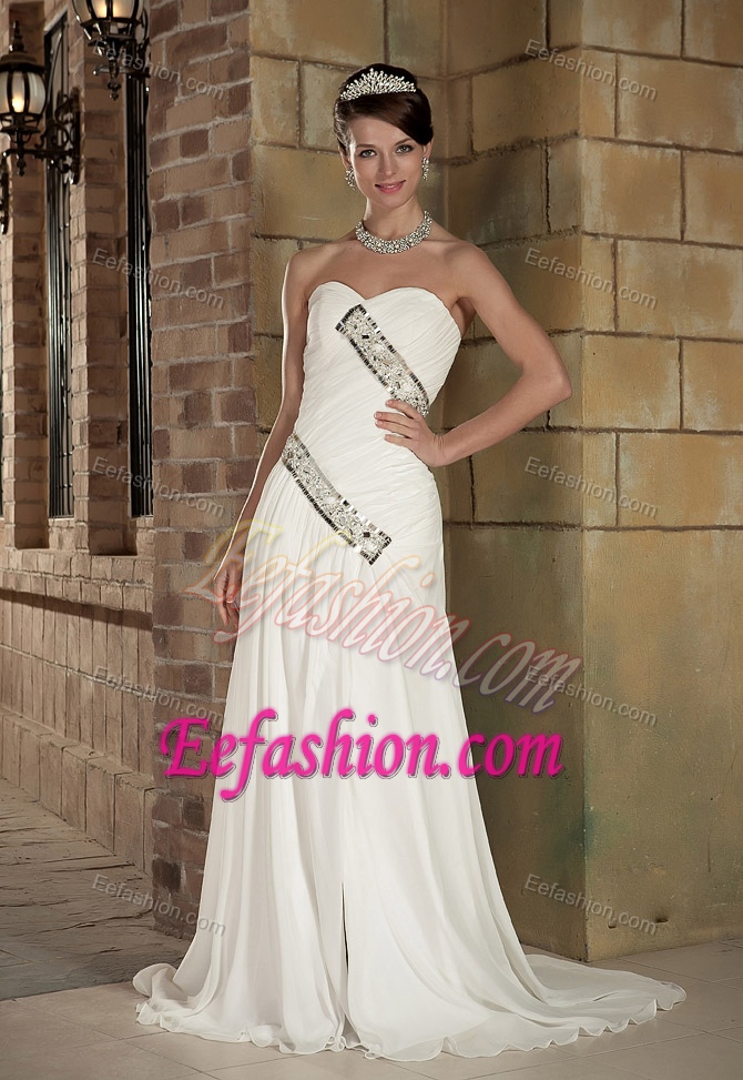 Sweetheart Chiffon Wedding Dresses for Wholesale Price with Court Train