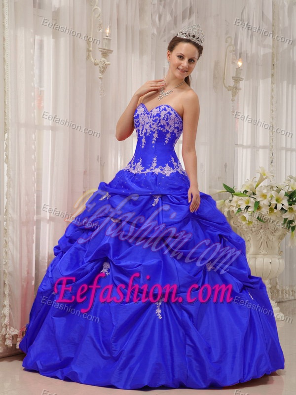 Pink Appliques for Royal Blue Sweetheart 2013 Quinceanera Dresses