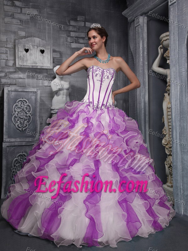 Sweet Sweetheart and Organza Appliques Colorful Quinceanera Dress