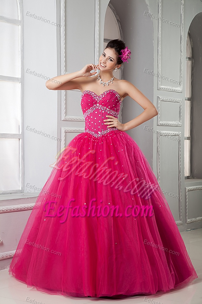 Special Sweetheart Quinceaneras Gowns Dresses with Beading in Hot Pink