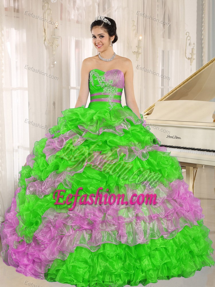 Multi-color Pretty Sweetheart Dresses for Quinceanera with Ruffles and Appliques