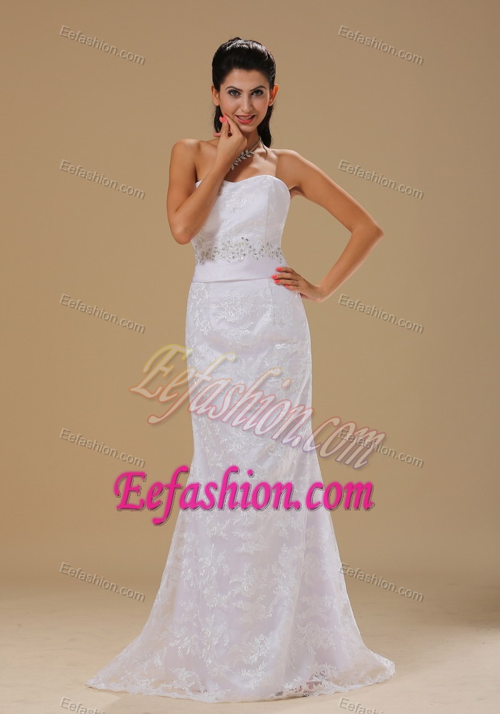 Strapless Beaded Lace-up 2013 Fabulous Wedding Bridal Gowns with Bowknot