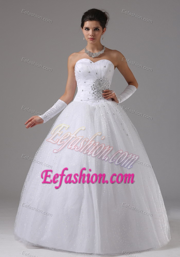 Attractive Sweetheart Beaded Lace-up Tulle Summer Bridal Gown under 250