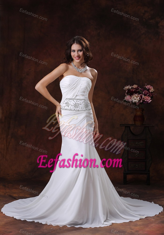 Mermaid Chiffon Dress for Wedding with Beading Decorated on Wholesale Price