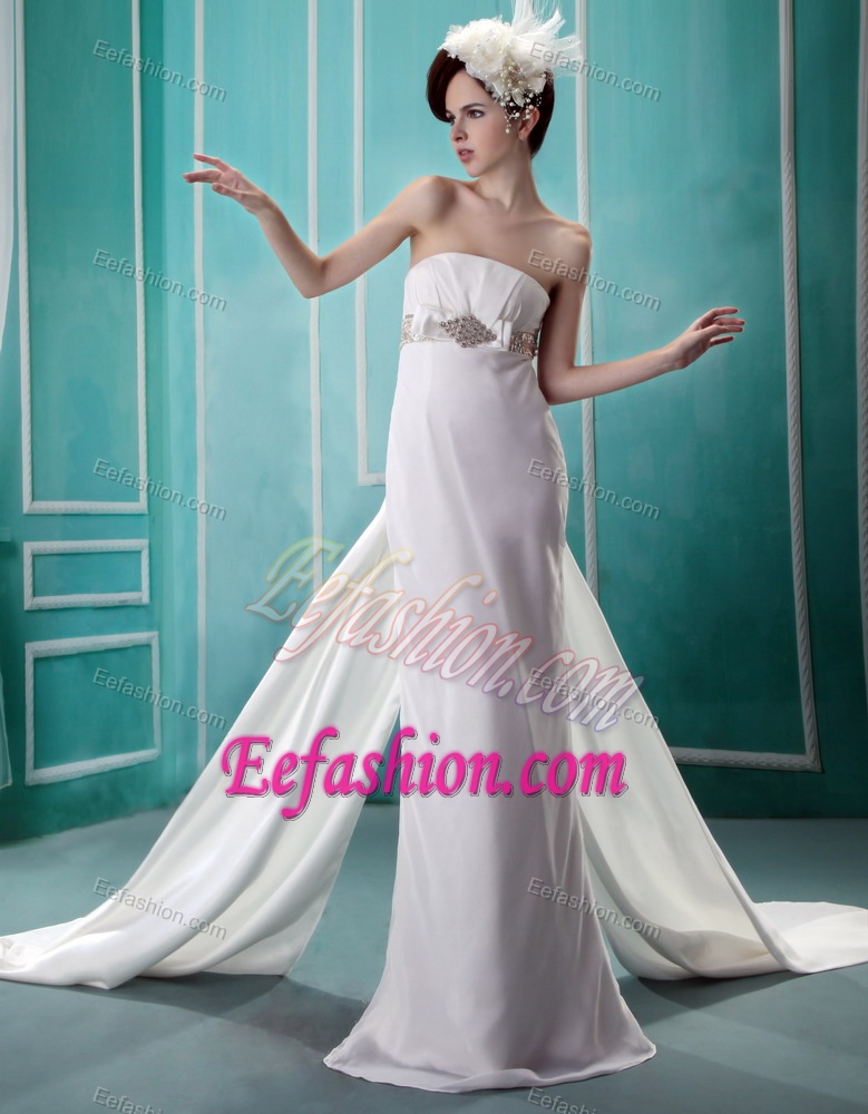 Beaded Wedding Dress for Custom Made with Watteau Train on Wholesale Price