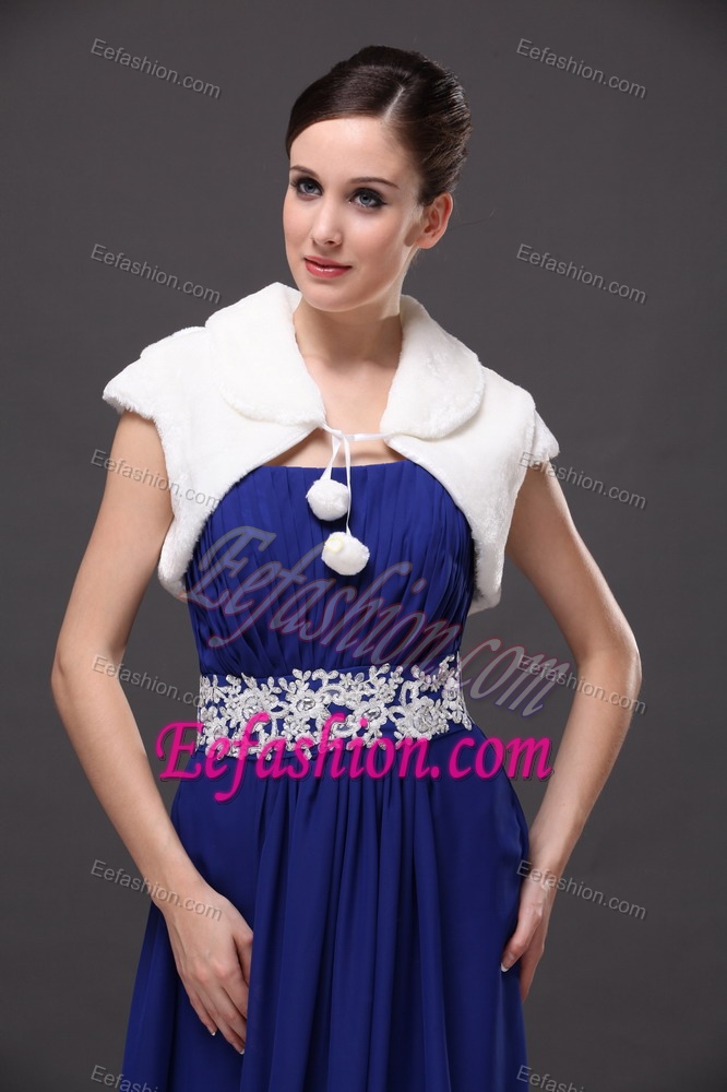 Faux Fur Wedding Affordable Short Sleeves V-Neck Prom And Wedding Party Jacket White