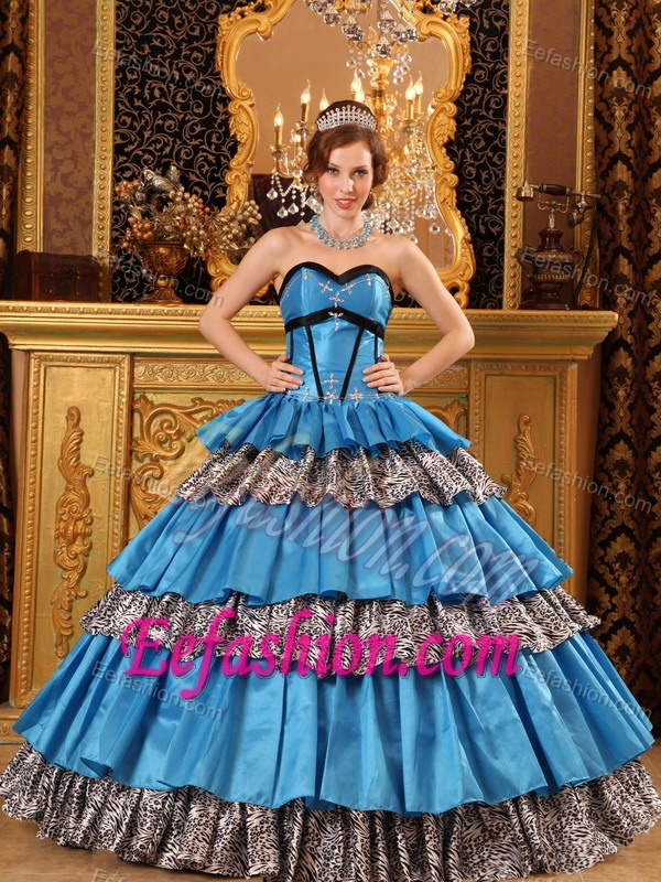 Popular Sweetheart Blue Sweet 16 Quinceanera Dresses with Ruffles