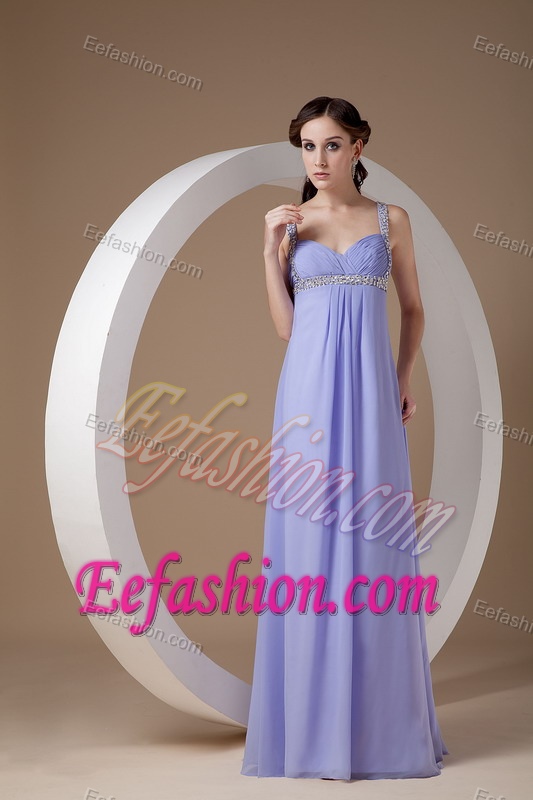 2013 Pretty Lilac Empire Long Prom Holiday Dress with Beading
