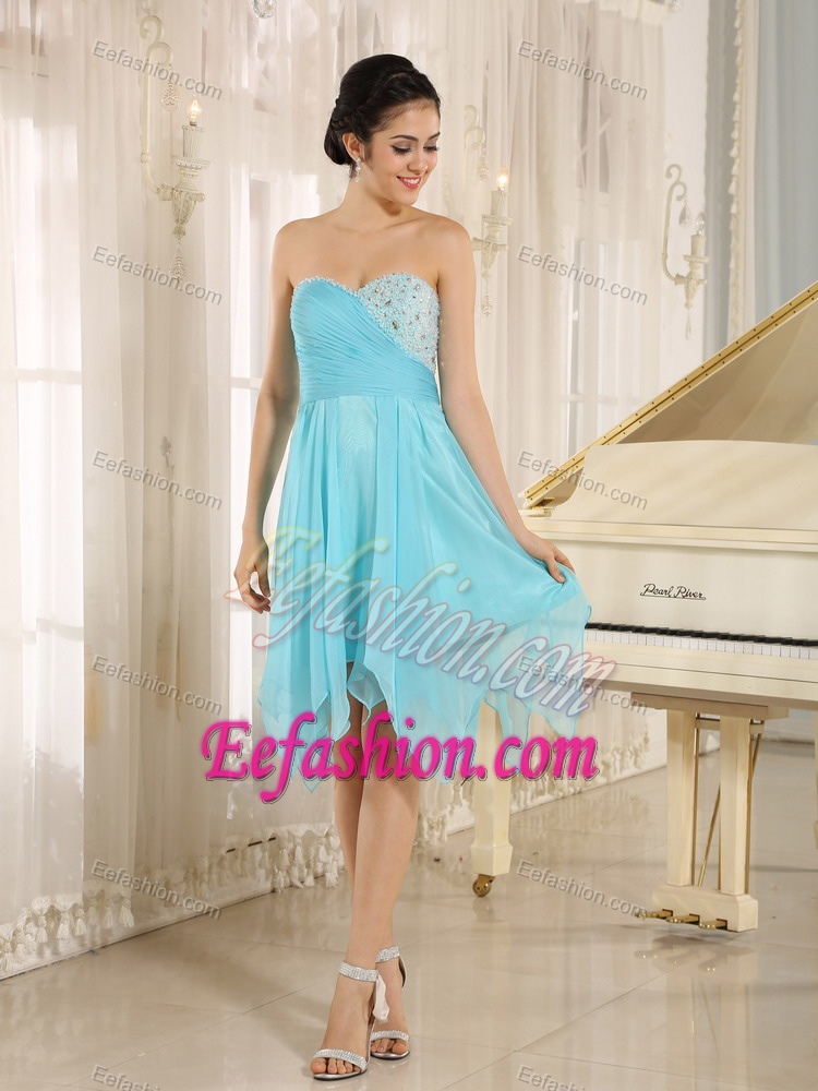 Baby Blue Sweetheart Short Prom Cocktail Dress with Beading for Less