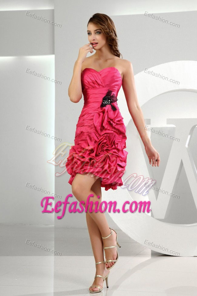Sweetheart Mini-length Hot Pink Ruched Pageant Dress with Ruffles on Sale