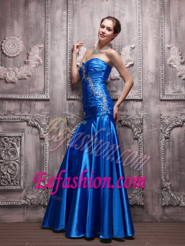 Blue Sweetheart Holiday Party Dresses in with Beading and Ruche