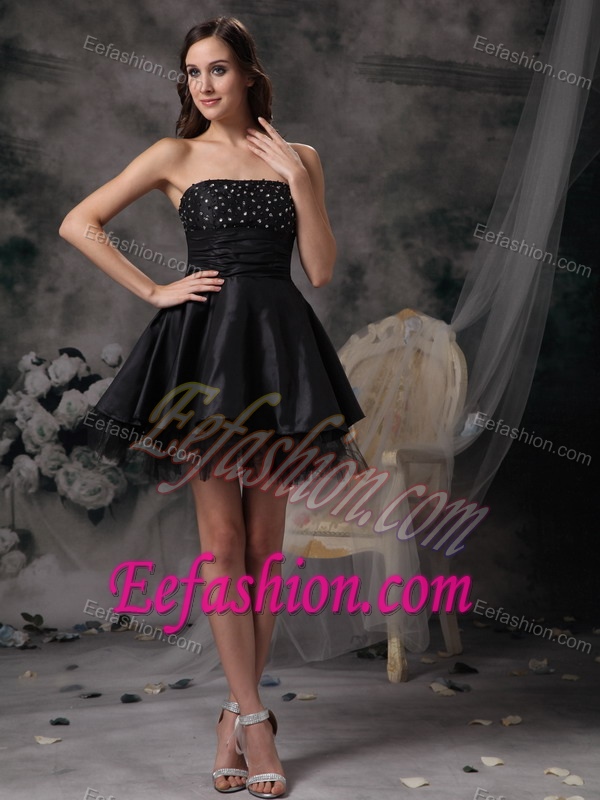 Beautiful A-line Strapless Little Black Dress Dress for Prom Princess in