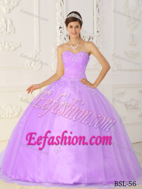 Lavender Sweetheart and Organza Quinceanera Dresses with Appliques
