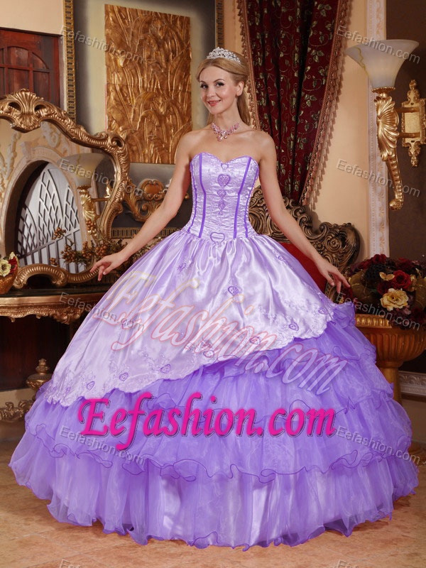 Sweetheart Purple Dresses for Quinceanera with Ruffles in and Organza