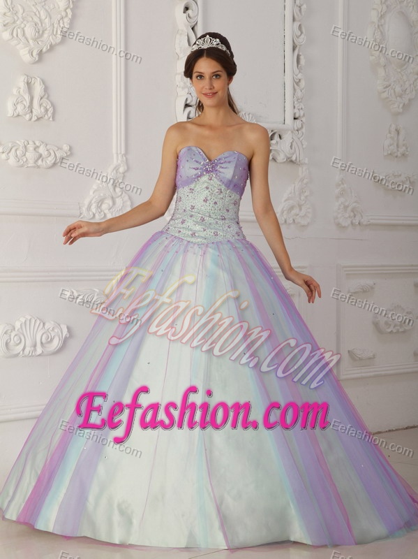 Tulle Beading Sweetheart Lace Up Back Multi-Color 2013 Quinceanera Gown