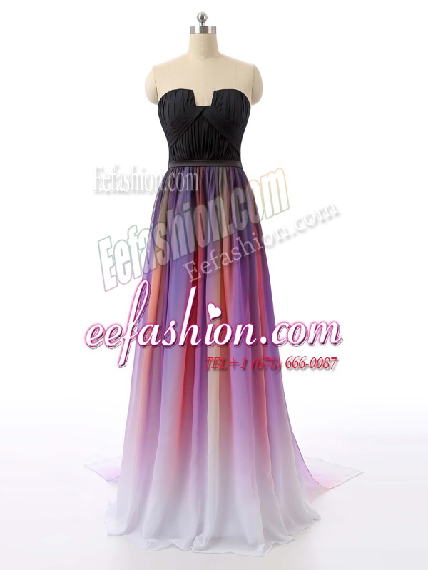 Fancy Empire Sleeveless Multi-color Prom Dresses Sweep Train Zipper
