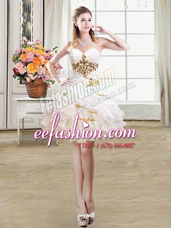 Exquisite Ball Gowns Homecoming Dress White Sweetheart Organza Sleeveless Mini Length Lace Up