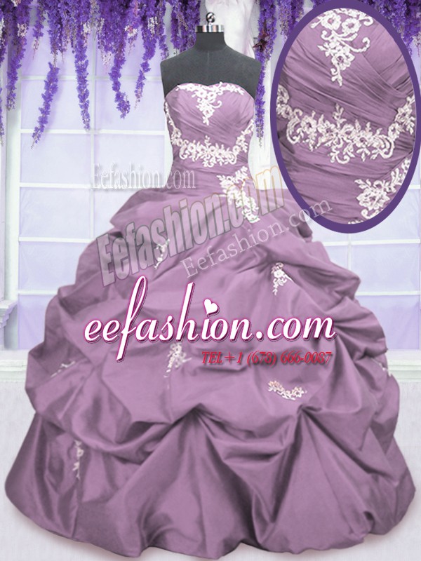  Sleeveless Appliques and Ruching and Pick Ups Lace Up Sweet 16 Dresses