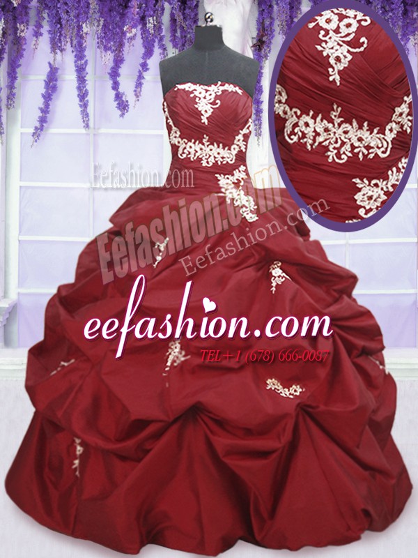 Flare Sleeveless Appliques and Pick Ups Lace Up 15th Birthday Dress