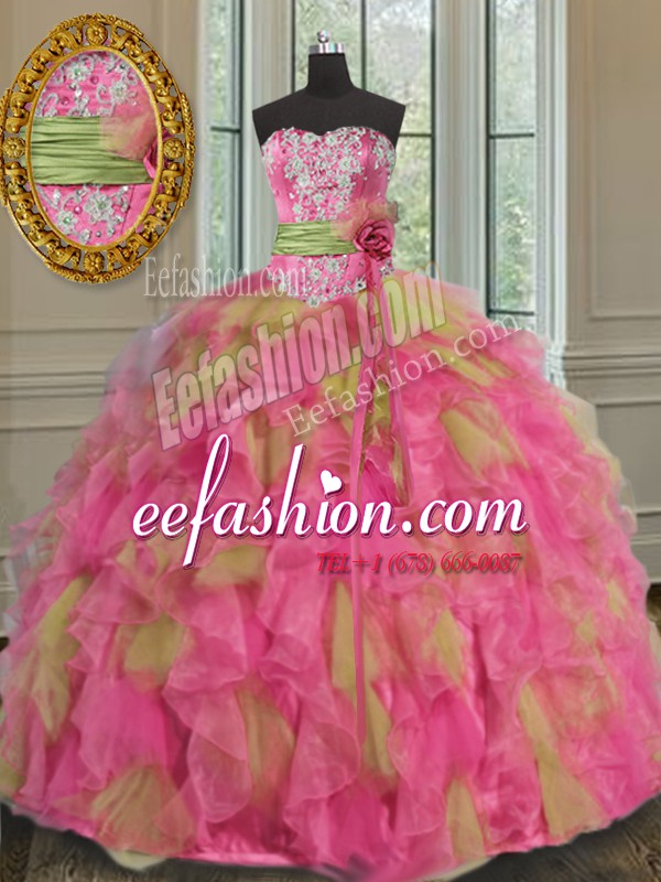 Custom Designed Sequins Floor Length Multi-color Sweet 16 Dresses Sweetheart Sleeveless Lace Up