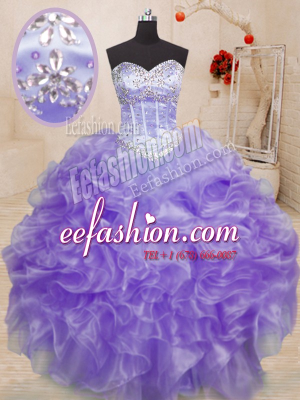 High Class Sleeveless Beading and Ruffles Lace Up Sweet 16 Quinceanera Dress