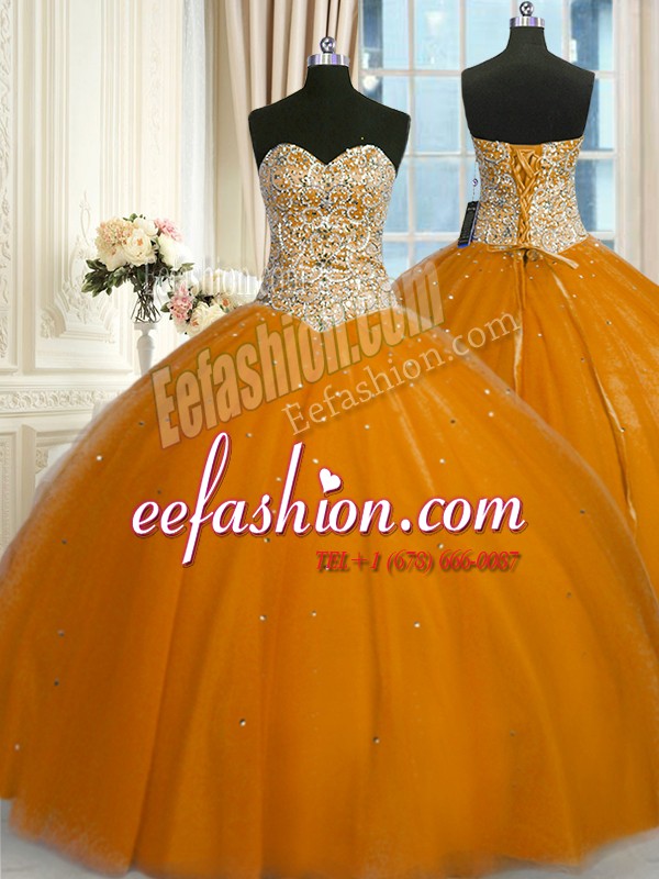  Sleeveless Lace Up Floor Length Beading and Sequins Quinceanera Gown