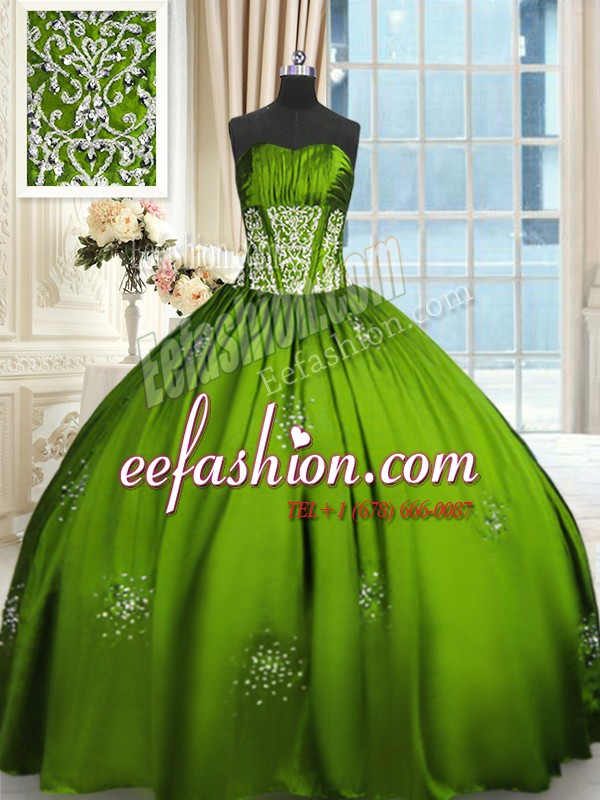 Admirable Ball Gowns Taffeta Strapless Sleeveless Beading and Appliques and Ruching Floor Length Lace Up 15th Birthday Dress