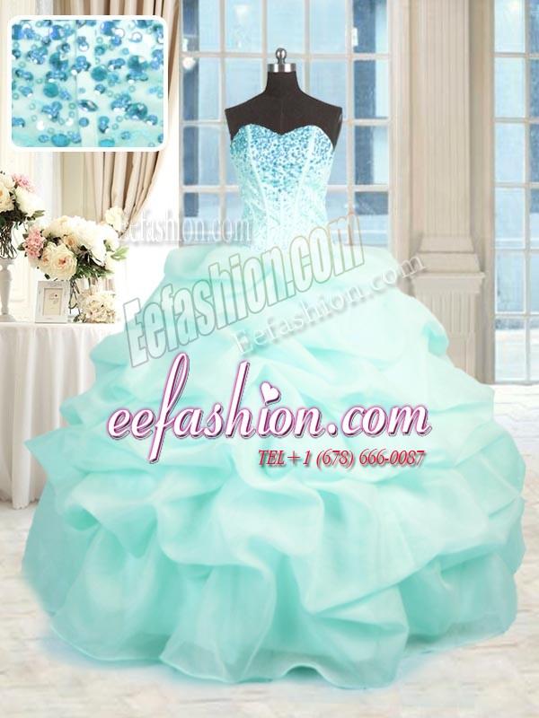 New Arrival Floor Length Ball Gowns Sleeveless Aqua Blue Quinceanera Dresses Lace Up