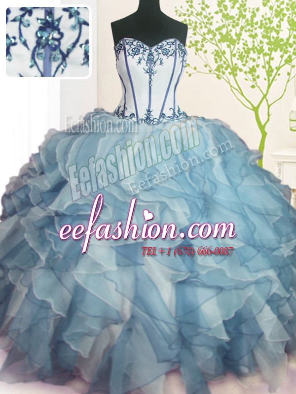 Vintage Multi-color Lace Up Sweet 16 Dress Beading and Ruffles Sleeveless Floor Length