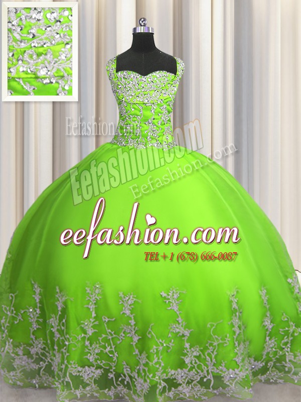 Sweet Lace Up Quinceanera Dresses Beading and Appliques Sleeveless Floor Length