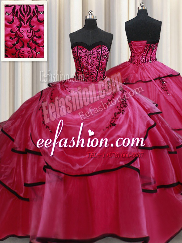 Nice Sweetheart Sleeveless Satin Quinceanera Dress Beading and Appliques and Ruffled Layers Lace Up