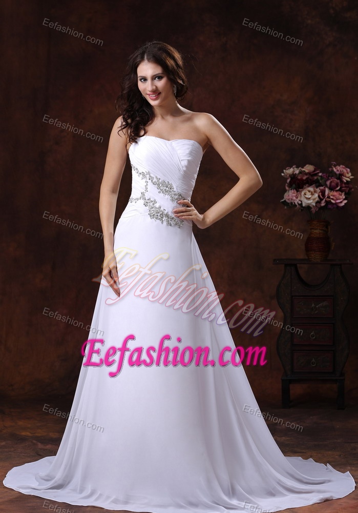 2013 The Most Popular White A-line Beaded Dresses for Brides