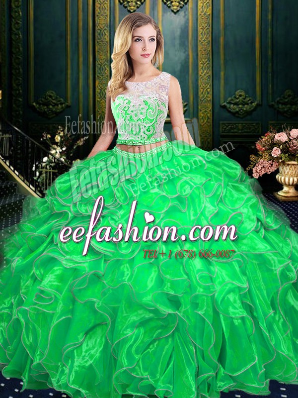 Extravagant Scoop Sleeveless Organza Zipper Quinceanera Gown for Military Ball and Sweet 16 and Quinceanera