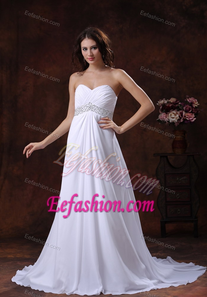 Pretty Sweetheart Ruching Women Wedding Dress with Beads and Lace Up Back