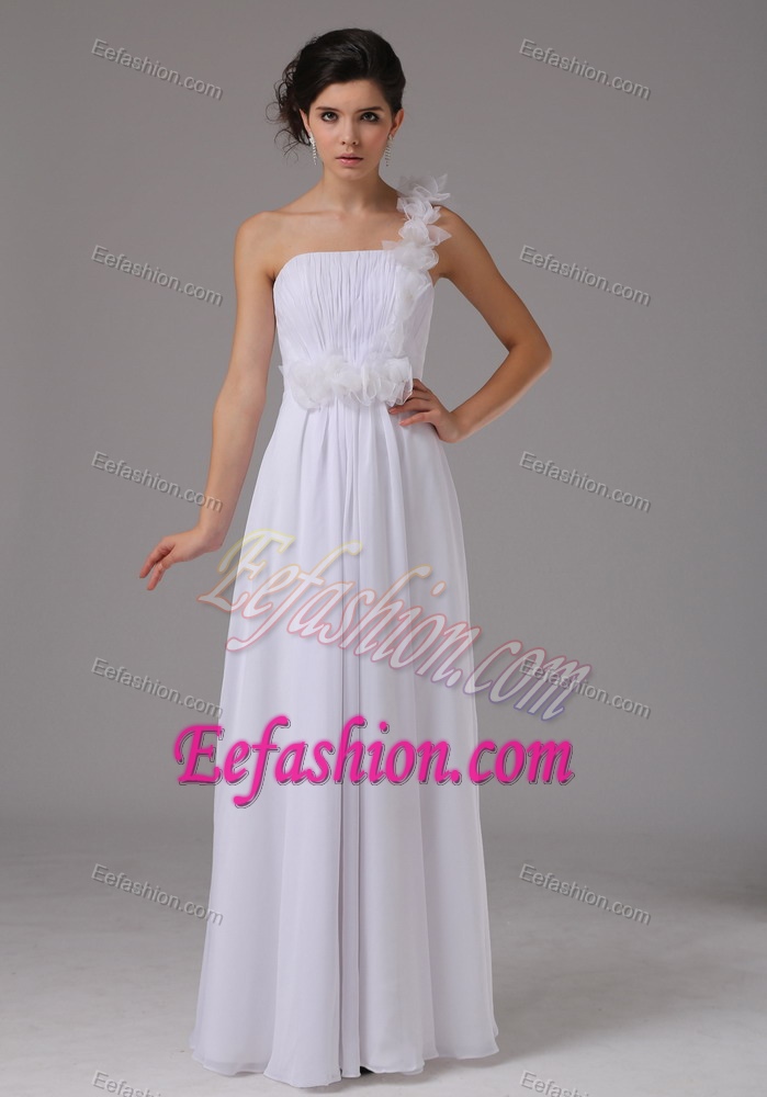 One Shoulder Beauty Prom Wedding Dress and Ruches