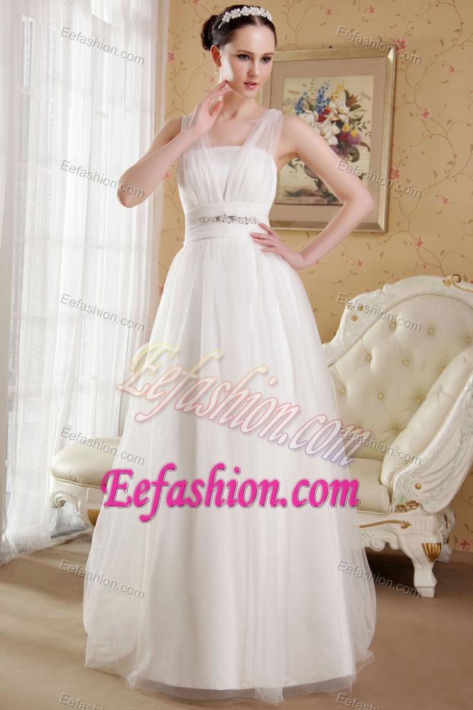 Princess V-neck Women Wedding Dress with Beads and Lace Up Back for 2013