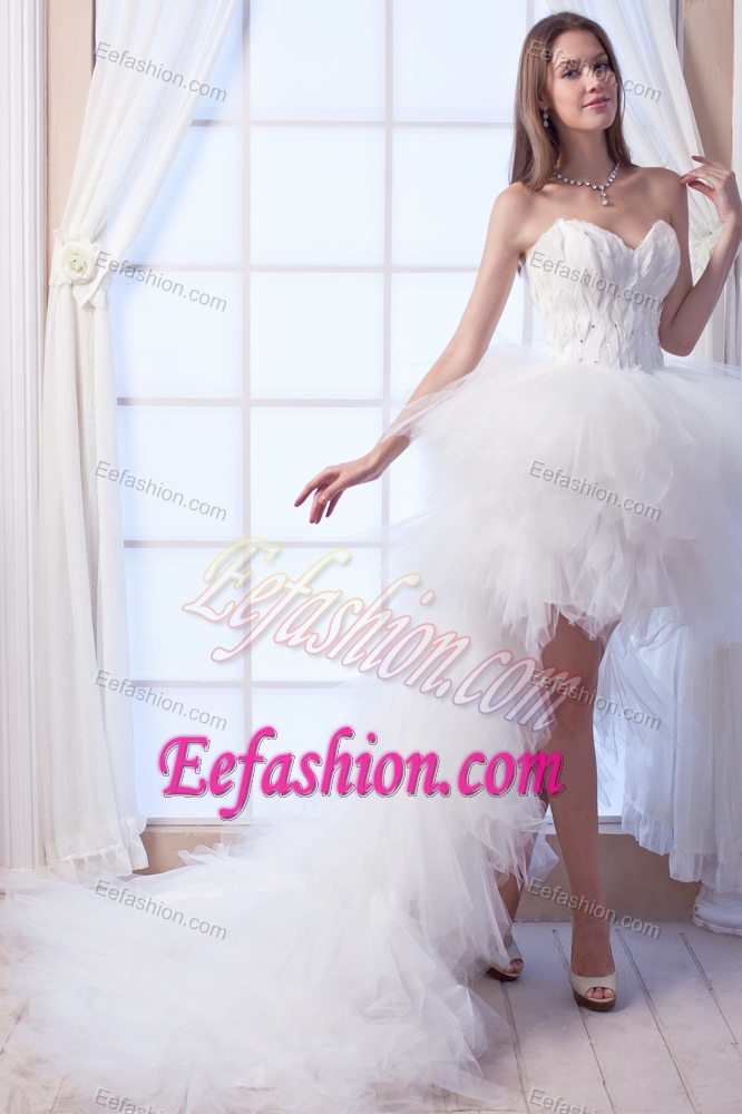 High-low Ruffled and Beaded Dresses for Summer Wedding with Sweetheart