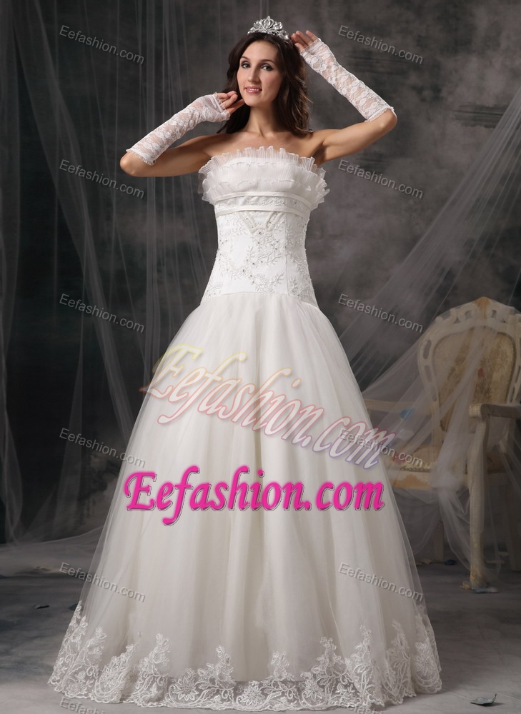 Strapless Long Wedding Dresses with Beading for Wholesale Price