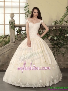 2015 Classic Off The Shoulder Lace Wedding Dress with Floor Length
