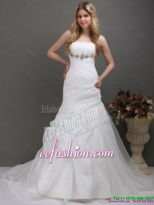 2015 Classic Strapless Wedding Dress with Ruching and Paillette