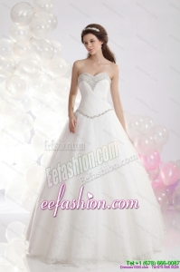 2015 Classic Sweetheart A Line Wedding Dress with Beadings