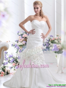 2015 Classic Sweetheart Wedding Dress with Ruching