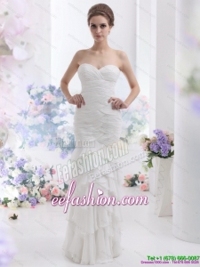 2015 Classic Sweetheart Wedding Dress with Ruching and Ruffled Layers